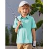 Arshiner Boys Polo Shirt Golf Stripe Short Sleeve Button Performance Sport Collared Shirts for Kids Size 4-12 Years(Cyan)