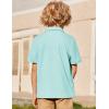 Arshiner Boys Polo Shirt Golf Stripe Short Sleeve Button Performance Sport Collared Shirts for Kids Size 4-12 Years(Cyan)
