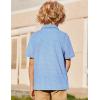 Arshiner Boys Polo Shirt Golf Stripe Short Sleeve Button Performance Sport Collared Shirts for Kids Size 4-12 Years(White/Blue Geometry)