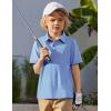 Arshiner Boys Polo Shirt Golf Stripe Short Sleeve Button Performance Sport Collared Shirts for Kids Size 4-12 Years(White/Blue Geometry)