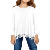 Arshiner Girls Tunic Tops Casual Basic Loose Soft Swing Pullover Long Blouse T-Shirt Tee(B White)