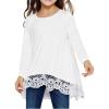 Arshiner Girls Tunic Tops Casual Basic Loose Soft Swing Pullover Long Blouse T-Shirt Tee(B White)