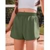 Arshiner Girls Athletic Shorts with 3 Zipper Pockets Running Shorts Basketball Soccer Gym Sports Active with Liner Kids(Army Green)