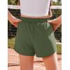 Arshiner Girls Athletic Shorts with 3 Zipper Pockets Running Shorts Basketball Soccer Gym Sports Active with Liner Kids(Army Green)
