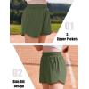Arshiner Girls Athletic Shorts with 3 Zipper Pockets Running Shorts Basketball Soccer Gym Sports Active with Liner Kids(Army Green)
