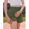 Arshiner Girls Athletic Shorts with 3 Zipper Pockets Running Shorts Basketball Soccer Gym Sports Active with Liner Kids(Army Green)