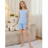 Arshiner Girls Pajamas Summer Ruffle Sleepwear Cute Tank Top and Shorts Set Pjs Outfit(Blue Bow)
