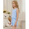 Arshiner Girls Pajamas Summer Ruffle Sleepwear Cute Tank Top and Shorts Set Pjs Outfit(Blue Bow)