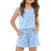 Arshiner Girls Pajamas Summer Ruffle Sleepwear Cute Tank Top and Shorts Set Pjs Outfit(Blue Bow)