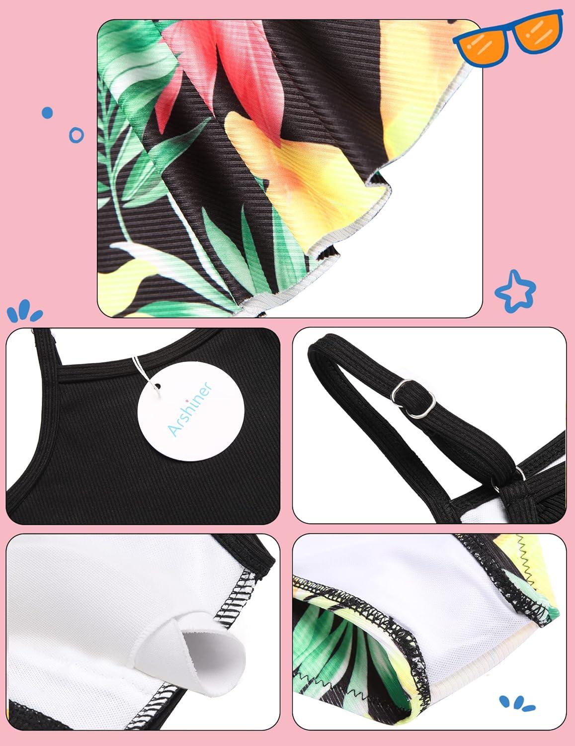 image:imageArshiner Girls 3 Piece Swimsuit for Teen Girl Tankini Swimsuits Bathing Suit Beach Bikini Swimwear with SkirtBlackhawaii