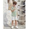 Arshiner Boys 2 Piece Outfits Hawaiian Shorts Sets Button Down Shirt and Shorts Summer Beach Clothes for 2-12 Years(Green & White – Leaf Print)
