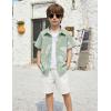 Arshiner Boys 2 Piece Outfits Hawaiian Shorts Sets Button Down Shirt and Shorts Summer Beach Clothes for 2-12 Years(Green & White – Leaf Print)