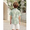 Arshiner Boys 2 Piece Outfits Hawaiian Shorts Sets Button Down Shirt and Shorts Summer Beach Clothes for 2-12 Years(Green & White – Leaf Print)