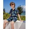 Arshiner Boys 2 Piece Outfits Hawaiian Shorts Sets Button Down Shirt and Shorts Summer Beach Clothes for 2-12 Years(Navy Blue – Pineapple)