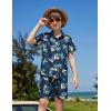 Arshiner Boys 2 Piece Outfits Hawaiian Shorts Sets Button Down Shirt and Shorts Summer Beach Clothes for 2-12 Years(Navy Blue – Pineapple)