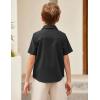 Arshiner Boys Guayabera Shirt Short Sleeve Cotton Linen Button Down Shirt Summer Beach Tops with One Pocket(Black)