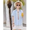 Arshiner Boys Guayabera Shirt Short Sleeve Cotton Linen Button Down Shirt Summer Beach Tops with One Pocket(Light Blue-b)