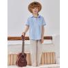 Arshiner Boys Guayabera Shirt Short Sleeve Cotton Linen Button Down Shirt Summer Beach Tops with One Pocket(Light Blue-b)