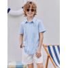 Arshiner Boys Guayabera Shirt Short Sleeve Cotton Linen Button Down Shirt Summer Beach Tops with One Pocket(Light Blue-b)