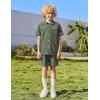 Arshiner Boys’ Woven Shorts Set Academic Style Button Down Shirt and Denim Shorts Outfits Casual yet Dressy Clothes(Army Green)