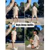 Arshiner Boys’ Woven Shorts Set Academic Style Button Down Shirt and Denim Shorts Outfits Casual yet Dressy Clothes(Beige)