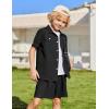 Arshiner Boys’ Woven Shorts Set Academic Style Button Down Shirt and Denim Shorts Outfits Casual yet Dressy Clothes(Black)