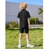 Arshiner Boys’ Woven Shorts Set Academic Style Button Down Shirt and Denim Shorts Outfits Casual yet Dressy Clothes(Black)