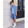 Arshiner Boys’ Woven Shorts Set Academic Style Button Down Shirt and Denim Shorts Outfits Casual yet Dressy Clothes(Blue)