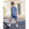 Arshiner Boys’ Woven Shorts Set Academic Style Button Down Shirt and Denim Shorts Outfits Casual yet Dressy Clothes(Blue)