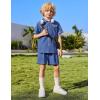 Arshiner Boys’ Woven Shorts Set Academic Style Button Down Shirt and Denim Shorts Outfits Casual yet Dressy Clothes(Dark Blue)