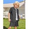 Arshiner Boys’ Woven Shorts Set Academic Style Button Down Shirt and Denim Shorts Outfits Casual yet Dressy Clothes(Dark Grey)