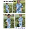 Arshiner Boys’ Woven Shorts Set Academic Style Button Down Shirt and Denim Shorts Outfits Casual yet Dressy Clothes(Light Blue)