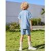 Arshiner Boys’ Woven Shorts Set Academic Style Button Down Shirt and Denim Shorts Outfits Casual yet Dressy Clothes(Light Blue)