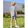Arshiner Boys’ Woven Shorts Set Academic Style Button Down Shirt and Denim Shorts Outfits Casual yet Dressy Clothes(Light Grey)
