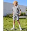 Arshiner Boys’ Woven Shorts Set Academic Style Button Down Shirt and Denim Shorts Outfits Casual yet Dressy Clothes(Light Grey)