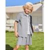 Arshiner Boys’ Woven Shorts Set Academic Style Button Down Shirt and Denim Shorts Outfits Casual yet Dressy Clothes(Light Grey)