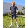 Arshiner Boys’ Woven Shorts Set Academic Style Button Down Shirt and Denim Shorts Outfits Casual yet Dressy Clothes(Navy Blue)
