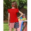 Arshiner Girls 2 Piece Outfits Summer Clothes Ruffle Short Sleeve Shirts Top and High Waist Paper Bag Shorts Set with Pockets(Red-4th of July)