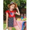 Arshiner Girls 2 Piece Outfits Summer Clothes Ruffle Short Sleeve Shirts Top and High Waist Paper Bag Shorts Set with Pockets(Red-4th of July)