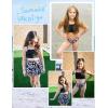 Arshiner Girls 3 Piece Swimsuit for Teen Girl Tankini Swimsuits Bathing Suit Beach Bikini Swimwear with Skirt(Black – Hibiscus)