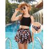 Arshiner Girls 3 Piece Swimsuit for Teen Girl Tankini Swimsuits Bathing Suit Beach Bikini Swimwear with Skirt(Black – Hibiscus)