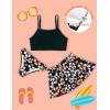Arshiner Girls 3 Piece Swimsuit for Teen Girl Tankini Swimsuits Bathing Suit Beach Bikini Swimwear with Skirt(Black – Hibiscus)
