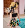 Arshiner Girls 3 Piece Swimsuit for Teen Girl Tankini Swimsuits Bathing Suit Beach Bikini Swimwear with Skirt(Black-hawaii)