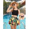 Arshiner Girls 3 Piece Swimsuit for Teen Girl Tankini Swimsuits Bathing Suit Beach Bikini Swimwear with Skirt(Black-hawaii)