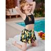 Arshiner Girls 3 Piece Swimsuit for Teen Girl Tankini Swimsuits Bathing Suit Beach Bikini Swimwear with Skirt(Black-hawaii)