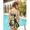 Arshiner Girls 3 Piece Swimsuit for Teen Girl Tankini Swimsuits Bathing Suit Beach Bikini Swimwear with Skirt(Black-sunflower)