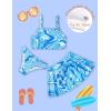 Arshiner Girls 3 Piece Swimsuit for Teen Girl Tankini Swimsuits Bathing Suit Beach Bikini Swimwear with Skirt(Blue – Fluid)