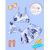 Arshiner Girls 3 Piece Swimsuit for Teen Girl Tankini Swimsuits Bathing Suit Beach Bikini Swimwear with Skirt(Blue – Marble)