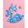 Arshiner Girls 3 Piece Swimsuit for Teen Girl Tankini Swimsuits Bathing Suit Beach Bikini Swimwear with Skirt(Blue)