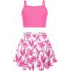 Arshiner Girls 3 Piece Swimsuit for Teen Girl Tankini Swimsuits Bathing Suit Beach Bikini Swimwear with Skirt(Deep Pink – Tree)